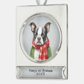 Persoonlijke Boston Terrier Verzilverd Banner Ornament (Links)