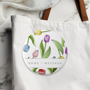 Persoonlijke botanische kleurrijke tulp bloem ronde button 7,6 cm