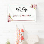 Persoonlijke Bourgogne Floral Wedding Spandoek (Insitu)