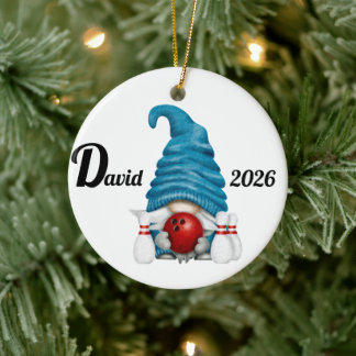 Persoonlijke Bowling Kabouter Kerst  Keramisch Ornament