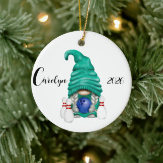 Persoonlijke Bowling Kabouter Kerst  Keramisch Ornament