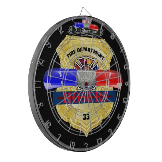 Persoonlijke brandweer Badge Dart Board Dartbord (Voorkant Links)