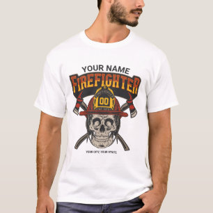 Persoonlijke Brandweerman Schedel Helm Bijl Brandw T-shirt
