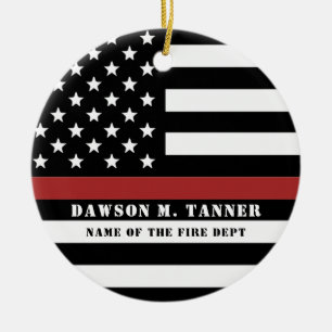 Persoonlijke brandweerman Thin Red Line Fire Rescu Keramisch Ornament