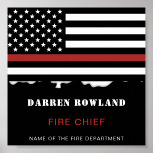 Persoonlijke brandweerman Thin Red Line Fire Rescu Poster