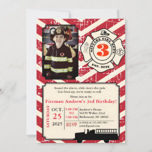 Persoonlijke Brandweerman Verjaardag met foto Kaart