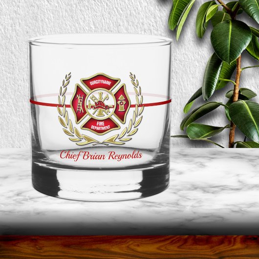 Persoonlijke brandweerman whisky glas