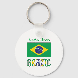 Persoonlijke Braziliaanse Vlag Ronde Aluminium Sleutelhanger