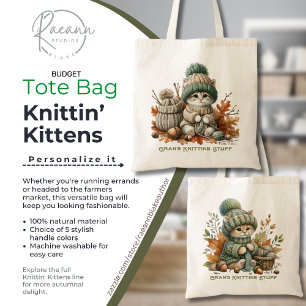 Persoonlijke Breiend Kittens Budget Boodschappenta Tote Bag