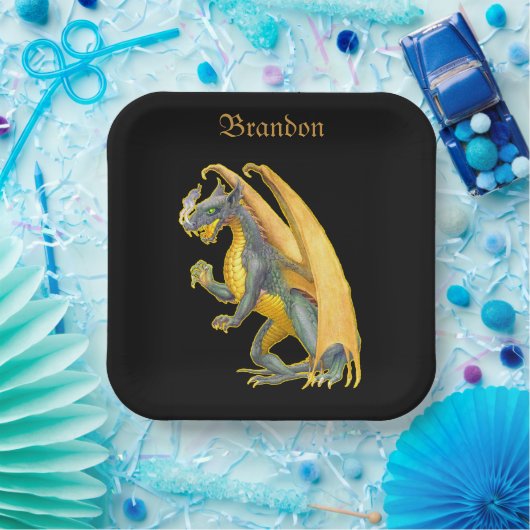 Persoonlijke brekingsdraak papieren bordje (Feest)