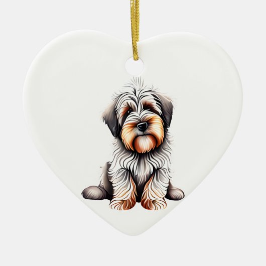 Persoonlijke Briard Puppy Keramisch Ornament (Voorkant)