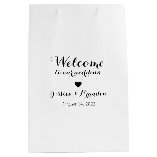 Persoonlijke bride en bruidebruiloft Welkom White Medium Cadeauzakje (Voorkant)