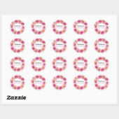 Persoonlijke bride naam Bachelorette Pink Floral Ronde Sticker (Vel)