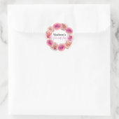 Persoonlijke bride naam Bachelorette Pink Floral Ronde Sticker (Tas)