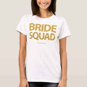 Persoonlijke bride Squad Golden Sequins T-shirt