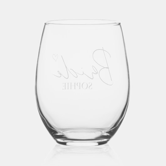 Persoonlijke bride wijnglas zonder voet (Achterkant)