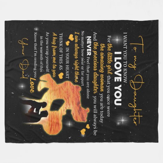 Persoonlijke brief aan mijn dochter van pa B Fleece Deken (Voorkant (Horizontaal))