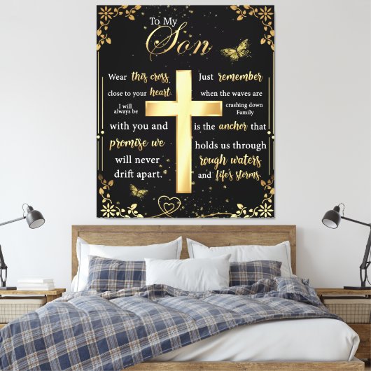 Persoonlijke brief aan mijn zoon canvas afdruk (Insitu (Slaapkamer))