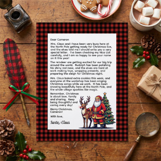 Persoonlijke brief van de Kerstman met rood-zwarte