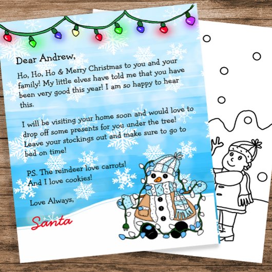 Persoonlijke brief van Santa + Kleurpagina