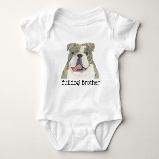 Persoonlijke brindle- en witte Engelse Bulldog-hon Romper (Voorkant)