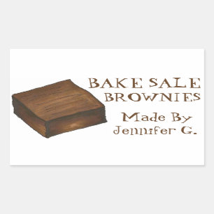 Persoonlijke brownies van de Bake-verkoop die door Rechthoekige Sticker