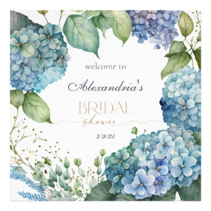 Persoonlijke Bruidsdouche Blauwe Hydrangea Welkom Foto Afdruk