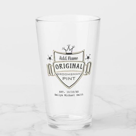 Persoonlijke bruidsjonker cadeaus PINT GLAS Bedank (Voorkant)