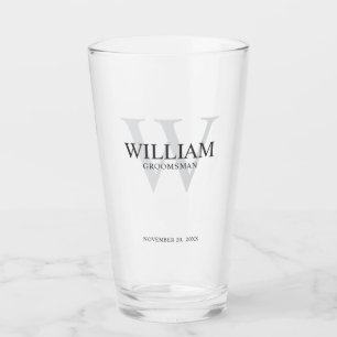Persoonlijke bruidsjonker monogram & naam glas