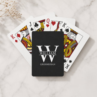 Persoonlijke bruidsjonkers monogram & naam pokerkaarten