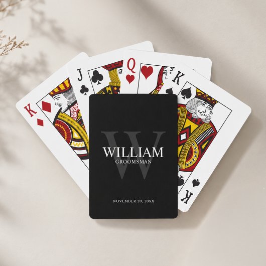 Persoonlijke bruidsjonkers monogram & naam pokerkaarten