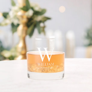 Persoonlijke bruidsjonkers monogram & naam whisky glas