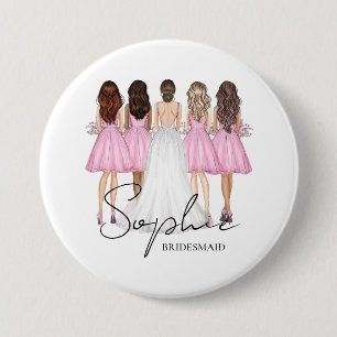 Persoonlijke bruidsmeisje cadeaus met eigen naam ronde button 7,6 cm
