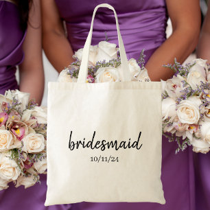 Persoonlijke bruidsmeisje / trouwdatum en naam tote bag