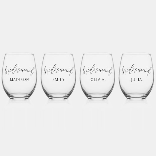 Persoonlijke bruidsmeisjes wijnglas zonder voet (Voorkant)