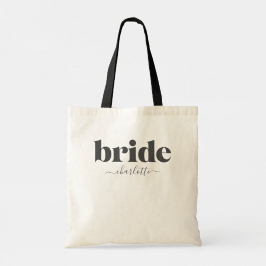 Persoonlijke bruidsnaam modern zwart wit favor tote bag (Achterkant)