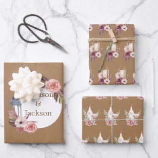 Persoonlijke bruiloft-ceremonie Wreath Waterverf Inpakpapier Vel