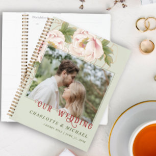 Persoonlijke bruiloft foto Blush en Sage Floral Planner