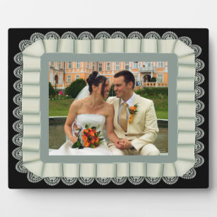 Persoonlijke bruiloft Foto Ivory Lace Ribbon Lijst Fotoplaat