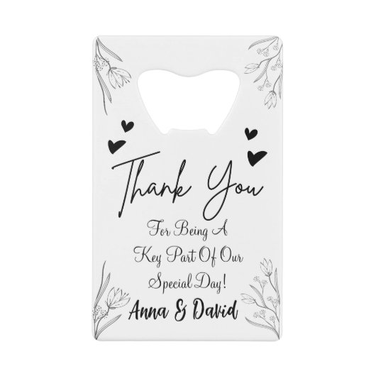 Persoonlijke bruiloft kredietkaart flessenopener (Voorkant)