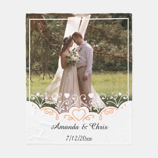 Persoonlijke bruiloft Naam en datum opslaan foto Fleece Deken (Voorkant)