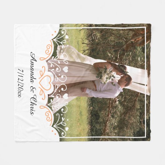 Persoonlijke bruiloft Naam en datum opslaan foto Fleece Deken (Voorkant (Horizontaal))