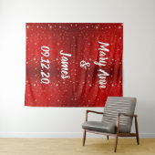 Persoonlijke bruiloft Rood goudlampjes Wandkleed (In Situ (horizontaal))