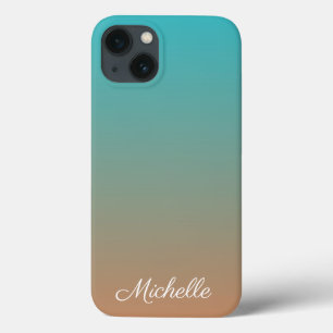 Persoonlijke bruine en blauwe ombre Case-Mate iPho iPhone 13 Hoesje