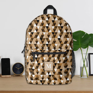 Persoonlijke bruine geometrische patroon rugzak