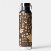 Persoonlijke bruine hond waterfles (Voorkant)