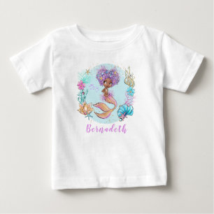 Persoonlijke bruine Kleine Zeemeermin Baby T-Shirt