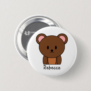 Persoonlijke Bruine Teddydbeer Ronde Button 5,7 Cm