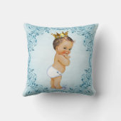 Persoonlijke Brunette Prince Blue Leaves Kussen (Achterkant)