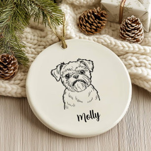 Persoonlijke Brussels Griffon hond Kerstmis Keramisch Ornament
